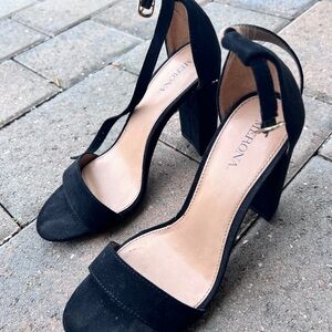 Merona Black Suede Heeled Sandals